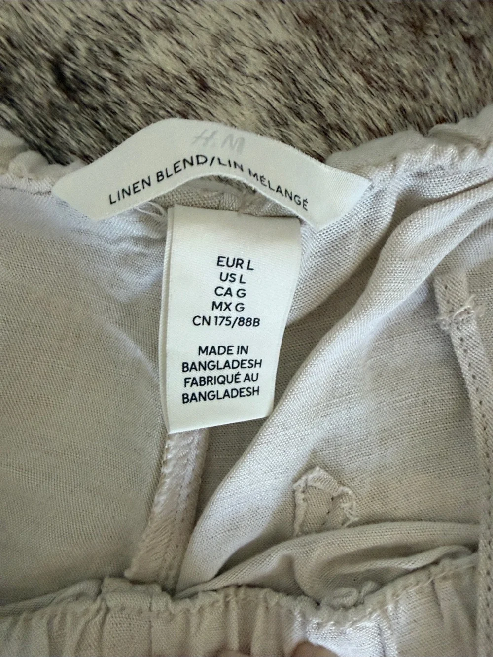 H&M Cream Linen-Blend Drawstring womens Pants